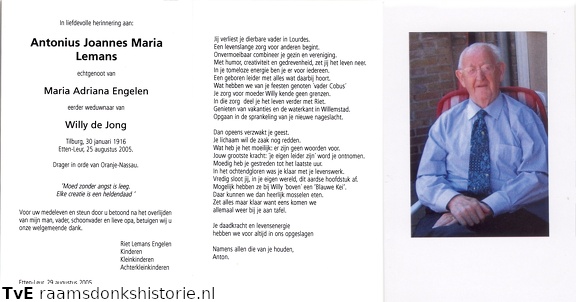 Antonius Joannes Maria Lemans Maria Adriana Engelen Willy de Jong