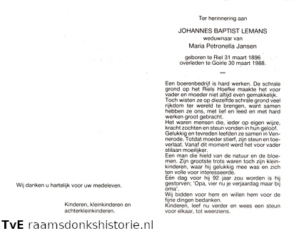 Johannes Baptist Lemans Maria Petronella Jansen
