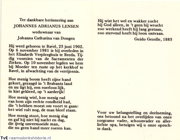 Johannes Adrianus Lensen Johanna Catharina van Dongen