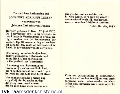 Johannes Adrianus Lensen Johanna Catharina van Dongen