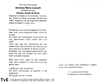 Adrianus Maria Lensvelt Johanna Jacoba de Rooij