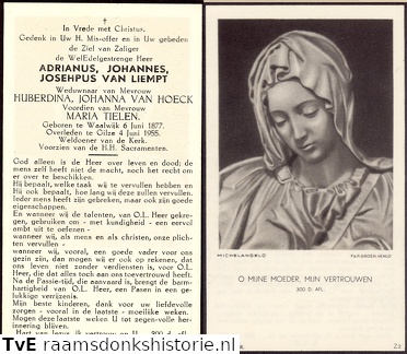 Adrianus Johannes Josephus van Liempt Huberdina Johanna van Hoeck Maria Tielen