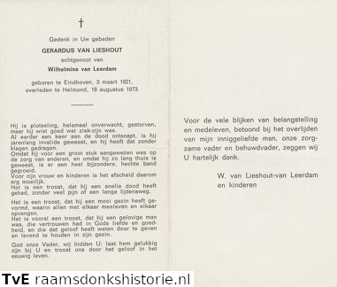 Gerardus van Lieshout Wilhelmina van Leerdam
