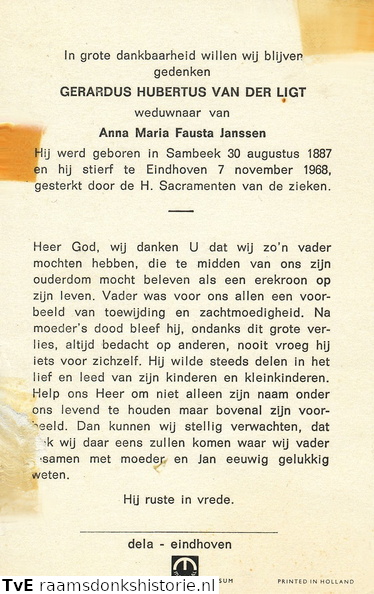 Gerardus Hubertus van der Ligt Anna Maria Fausta Janssen