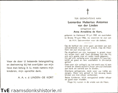 Leonardus Hubertus Antonius van der Linden Anna Arnoldina de Kort