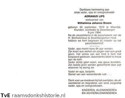 Adrianus Lips Wilhelmina Joahanna Broere