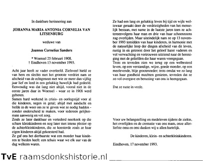 Johanna Maria Antonia Cornelia van Litsenburg Joannes Cornelius Sanders