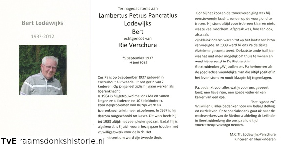 Lambertus Petrus Pancratius Lodewijks Rie Verschure