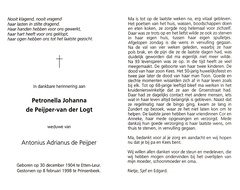 Petronella Johanna van der Logt Antonius Adrianus de Peijper