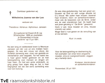 Wilhelmina Joanna van der Loo Theodorus Adrianus Alphonsus Janssen