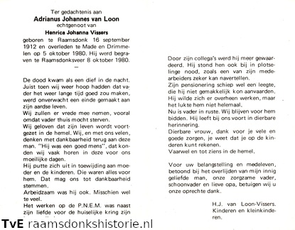 Adrianus Johannes van Loon-Henrica Johanna Vissers