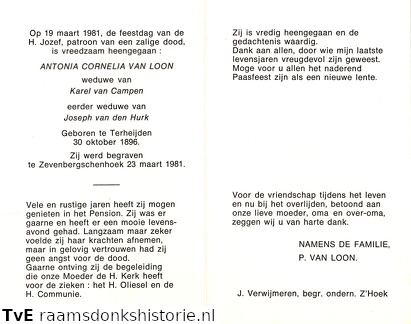 Antonia Cornelia van Loon Karel van Campen Joseph van den Hurk
