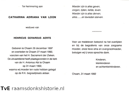 Catharina Adriana van Loon Henricus Gerardus Aerts