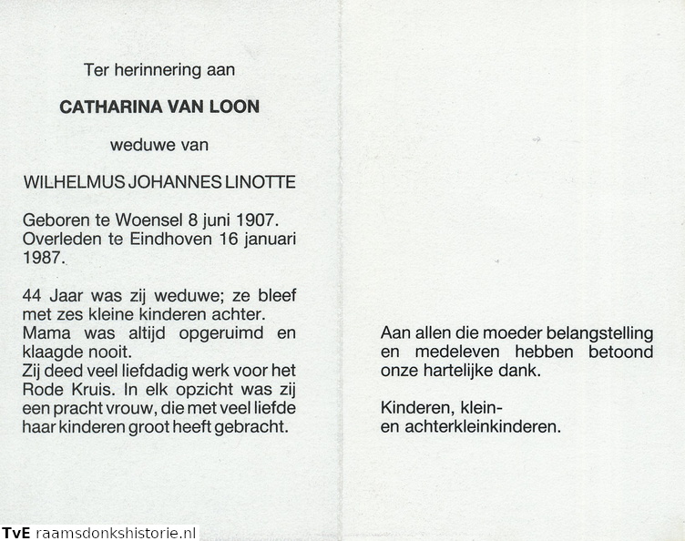 Catharina van Loon Wilhelmus Johannes Linotte