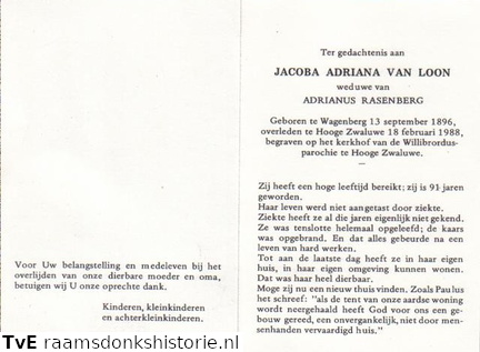 Jacoba Adriana van Loon Adrianus Rasenberg