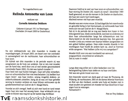 Relinda Antonetta van Loon Cornelis Antonius Dekker