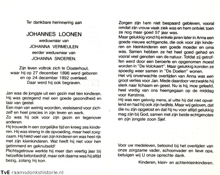 Johannes Loonen Johanna Vermeulen Johanna Snoeren