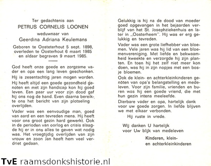 Petrus Cornelis Loonen Geerdina Adriana Keulemans