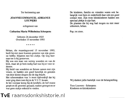 Joannes Emmanuel Adrianus Louwers Catharina Maria Wilhelmina Scheepens