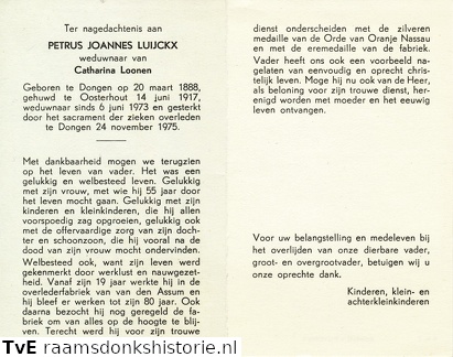 Petrus Joannes Luijckx Catharina Loonen