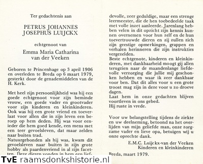 Petrus Johannes Josephus Luijckx Emma Maria Catharina van der Veeken