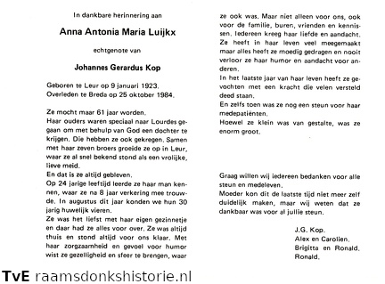 Anna Antonia Maria Luijkx Johannes Gerardus Kop