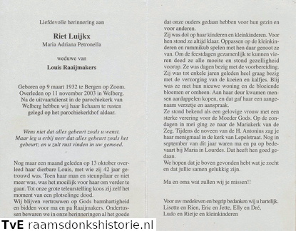 Maria Adriana Petronella Luijkx Louis Raaijmakers