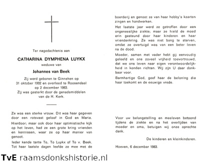 Catharina Dymphena Luykx Johannes van Beek
