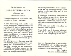 Maria Catharina Luykx Christianus Franken