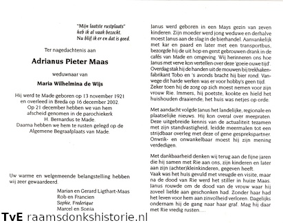 Adrianus Pieter Maas Maria Wilhelmina de Wijs