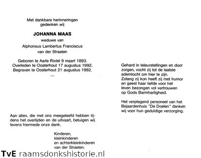 Johanna Maas Alphonsus Lambertus Franciscus van der Straeten