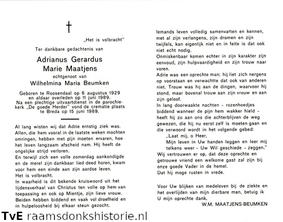 Adrianus Gerardus Maria Maatjens Wilhelmina Maria  Beumken