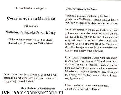 Cornelia Adriana Machielse Wilhelmus Wijnandus Petrus de Jong