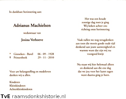 Adrianus Machielsen Josina Verhoeve