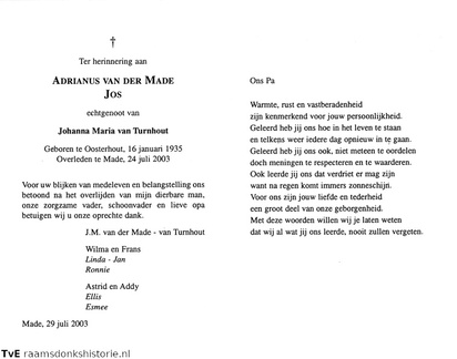 Adrianus van der Made Johanna Maria van Turnhout