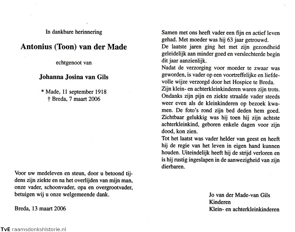 Antonius van der Made Johanna Josina van Gils