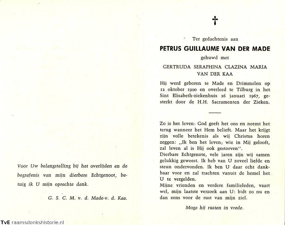 Petrus Guillaume van der Made Gertruda Seraphina Clazina Maria van der Kaa
