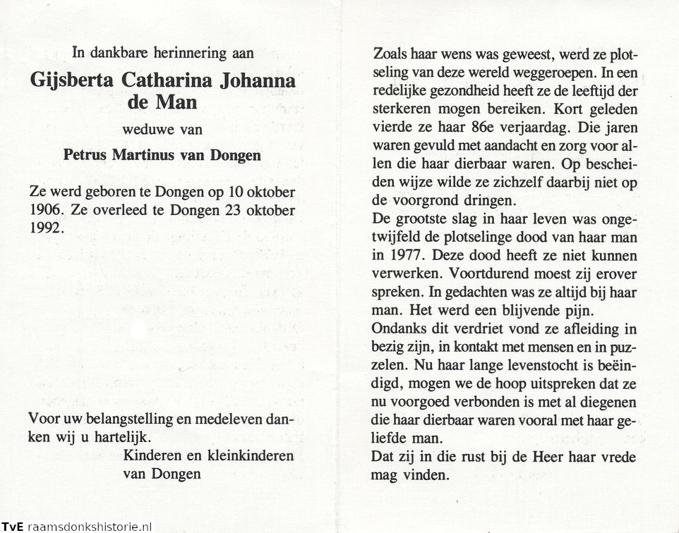 Gijsberta Catharina Johanna Man de Petrus Martinus van Dongen
