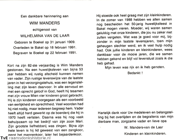 Wim Manders Wilhelmina van de Laar