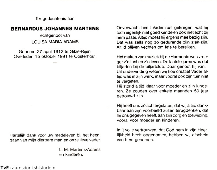 Bernardus Johannes Martens Louisa Maria Adams