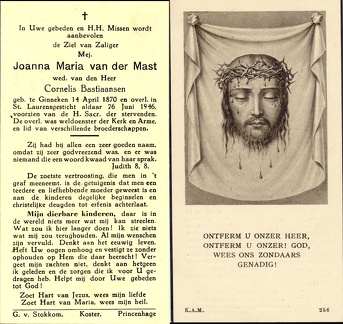 Johanna Maria van der Mast Cornelis Bastiaansen