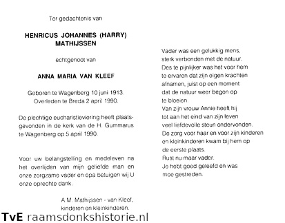 Henricus Johannes Mathijssen Anna Maria van Kleef
