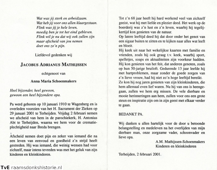 Jacobus Adrianus Mathijssen Anna Maria Schoenmakers