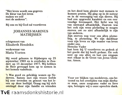 Johannes Marinus Mathijssen Elisabeth Hendrikx