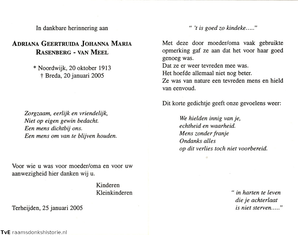 Adriana Geertruida Johanna Maria van Meel  (x) Rasenberg