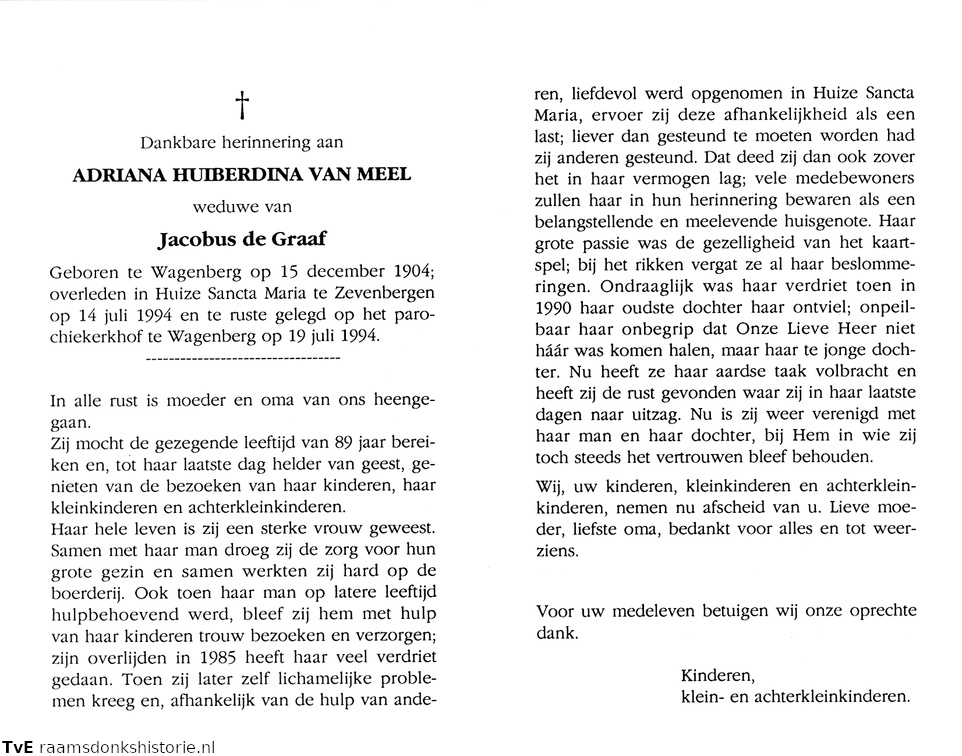 Adriana Huiberdina van Meel Jacobus de Graaf