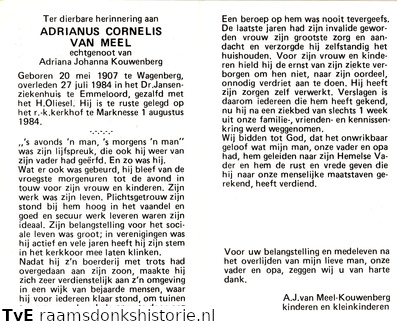 Adrianus Cornelis van Meel Adriana Johanna Kouwenberg