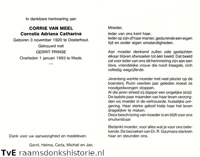 Cornelia Adriana Catharina van Meel Gerrit Prinse