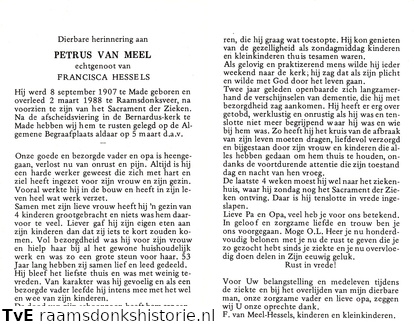 Petrus van Meel Francisca Hessels
