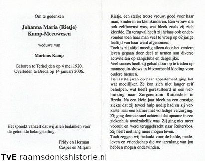 Johanna Maria Meeuwesen Marinus Kam)